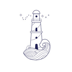 Wall Mural - Mystical Lighthouse  spiritual vector  symbol. Psychology, philosophy, mind, energy, yoga and spirit  insight and subconscious concept
