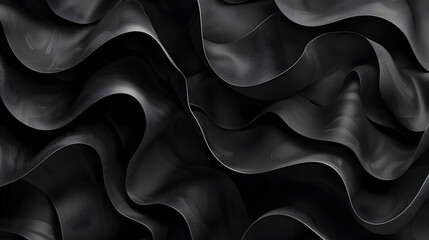 Poster -  wavy black texture background. Generative AI.