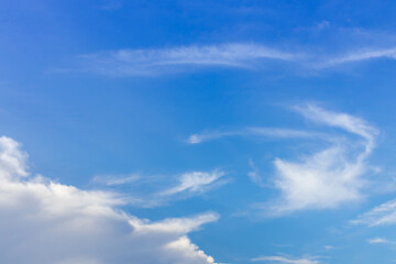 Wall Mural - Blue sky background with tiny clouds. Cloudscape - Blue sky and white clouds. Clouds with blue sky