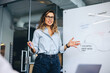 © Jacob Lund - Female leadership: Business woman giving a presentation in front of her team
