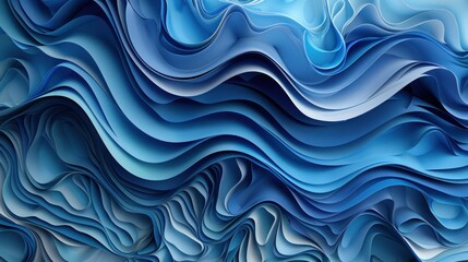 Poster - A textured blue background with abstract wavy lines in varying shades of blue