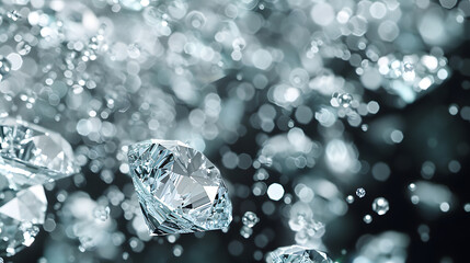 Poster - white diamonds and crystals falling texture background. generative ai.