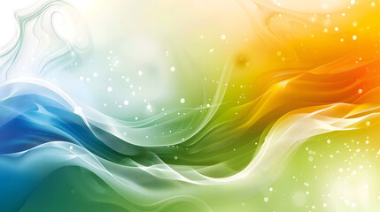 Poster - white green blue orange yellow waves gradient background. Generative AI.