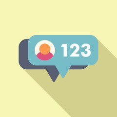 Poster - Flat design of a message notification icon with a profile and numerical badge on a pastel background