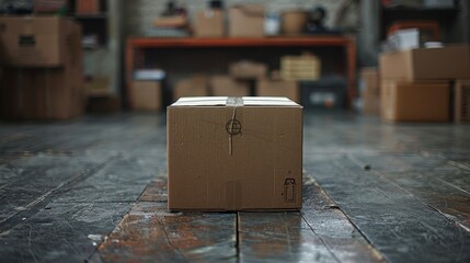 Cardboard box with a sleek globe icon, representing a product ready for international shipping, emphasizing global commerce