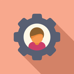 Poster - Flat design of a user avatar inside a gear, symbolizing account settings