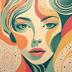 Abstract colored portrait of a woman
