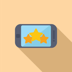 Sticker - Flat design vector of a smartphone displaying a threestar rating on screen, with a shadow