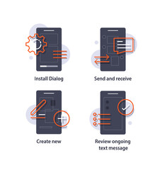 Poster - Send and receive messages,Notification message concept SMS bubble on the screen