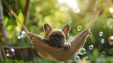 Poster - Serene Pup Relaxing in Hammock