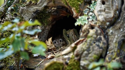 Wall Mural - the tree well acts as a secret hiding place for small woodland creatures safely hidden from predator