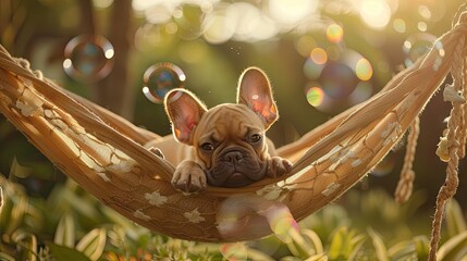 Poster - Serene Pup Relaxing in Hammock