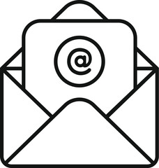 Poster - Black and white line art of an envelope with an email symbol, suitable for web and print
