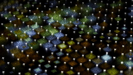 Poster - blurred squares are moving gently on the black screen. animation. field with shimmering squared shap