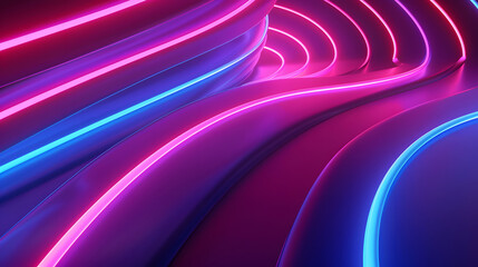 Poster - 3d rendering, abstract neon texture background. Generative AI.