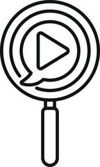 Poster - black and white line art of a magnifying glass with a play symbol, representing search in multimedia
