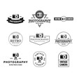 © arum - Set of Vintage Camera Photography Vector Label, Logo Template with Retro Typography.