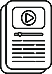 Poster - line art icon of a book with play button symbolizing video learning or online courses