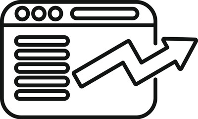 Poster - line art illustration of a web browser window with an upward trend arrow