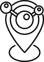 Poster - Simplified black and white line art depicting a stylized gps map pin symbol