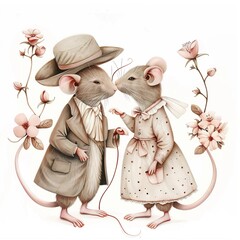 Wall Mural - Mice Romantic fashion