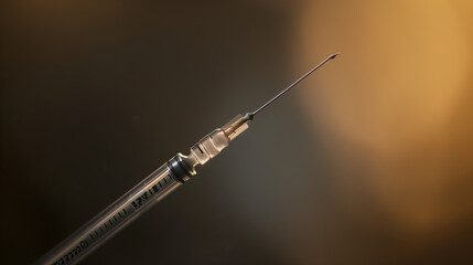 Wall Mural - A close-up shot of a syringe needle against a soft gradient background, emphasizing medical care and precision.
