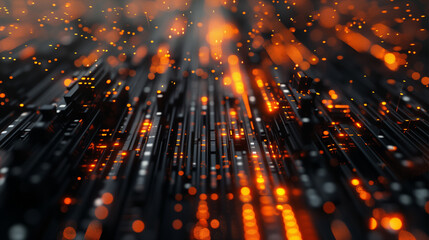 abstract digital background for wallpaper. black and orange light lines. futuristic and technological background. fantastic wallpaper