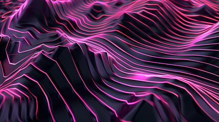 Poster - abstract digital background for wallpaper. black and pink light lines. futuristic and technological background. fantastic wallpaper