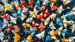 © tfk - Large crowd of diverse people in origami. Generative AI.