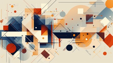 Wall Mural - A colorful abstract painting with many shapes and lines. The painting is full of different colors and shapes, and it seems to be a representation of chaos and disorder