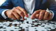 © LotusBlanc - Close-Up of Hands Holding White Puzzle Pieces. Concept for Business Strategy for Success, Solving Business Problems, Managing Team.