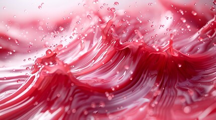 Wall Mural - close-up view of a dynamic splash in red liquid, creating a visually appealing contrast