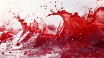 Wall Mural - dynamic crimson liquid frozen in time with waves and droplets suspended in mid-air