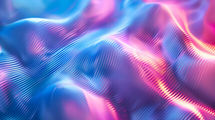 Poster - abstract blurred background blue and pink neon gradient color with wave line texture. generative ai.