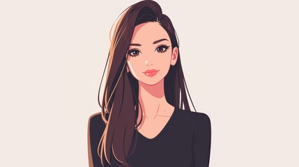 Wall Mural - An isolated illustration of a female character sign depicted as a girl emoji icon line symbol perfect for enhancing your web mobile app or logo UI design