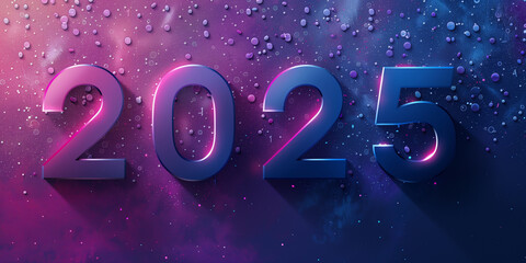 Wall Mural - Purple and blue background with prominent numbers 2025 in the center for new year