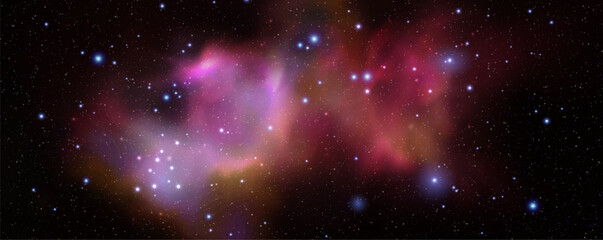 Wall Mural - Space vector background with realistic nebula and shining stars. Magic colorful galaxy with stardust