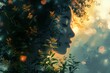 © DKPhoto - A serene profile of a woman seamlessly integrates with lush botanical elements, symbolizing growth