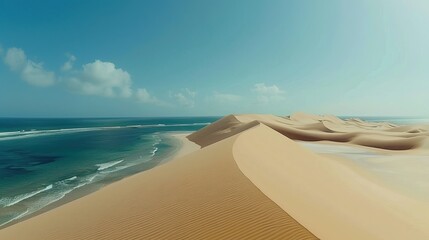 Wall Mural - Lencois Maranhenses. A dazzling landscape of dunes and rain lakes. Natural rainwater pool in white sand desert. Nature and travel concept.