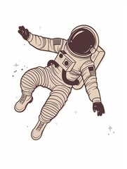 Wall Mural - A cartoon astronaut is floating in space