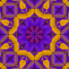 Aufkleber - Digital illustration of a symmetrical kaleidoscopic pattern resembling a bright purple flower. 3d rendering