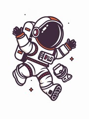 Wall Mural - A cartoon astronaut is jumping in the air