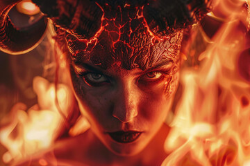 Wall Mural - ai generated portrait of evil supernatural being satans from hell