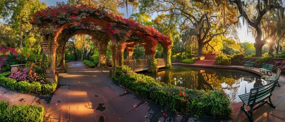 Wall Mural - Picture of a floral bridge