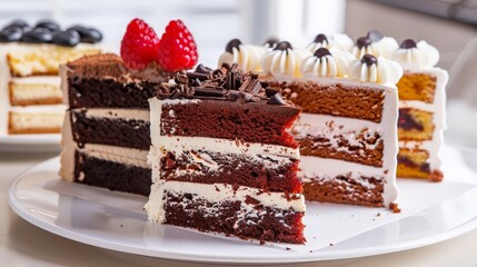 Canvas Print - Layers of flavor intertwine in delicious different cakes, tempting taste buds with each bite.