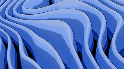 Poster - Smooth abstract liquid blue background. Design. Waving blue animated folding fabric.