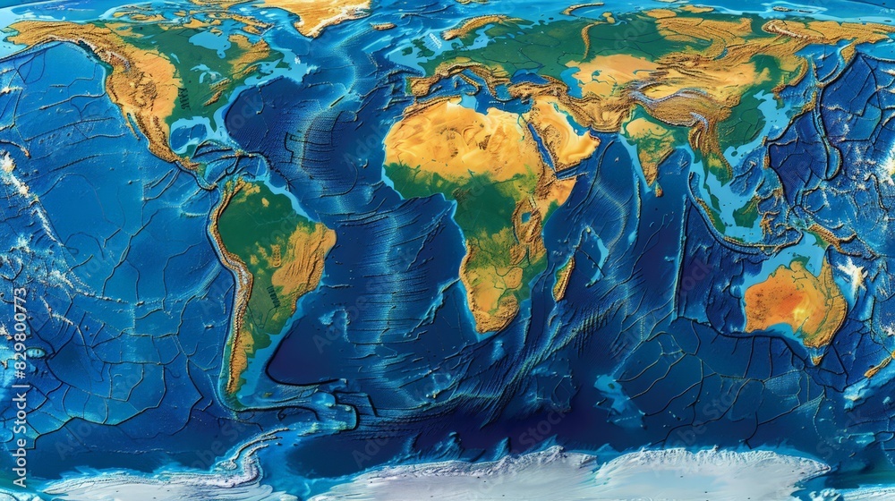 Produce a world map illustrating the tectonic plates and the locations ...