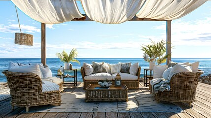 Poster - table and chairs on the beach