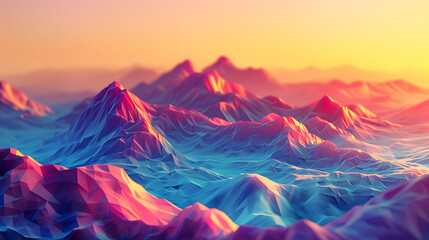 Aufkleber - low poly abstract landscape with blurred lines