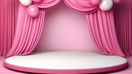 Canvas Print - pink stage curtains